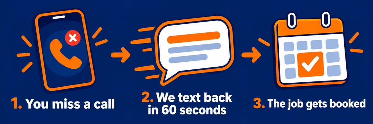 How One Every Job works: missed call, instant text-back, booked job